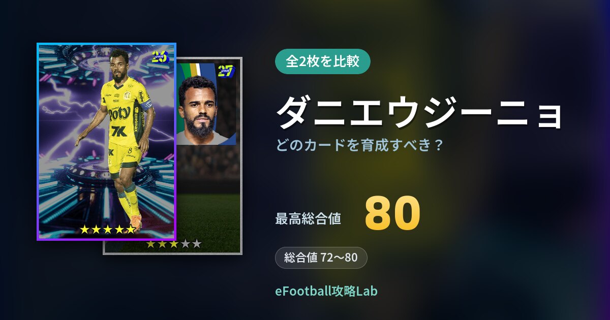 【イーフト】ダニエウジーニョはどのカードを育成すべき?全2枚を比較