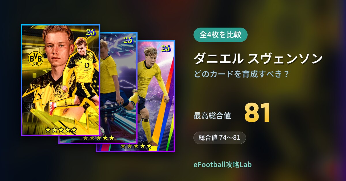 【イーフト】ダニエル スヴェンソンはどのカードを育成すべき？全4枚を比較