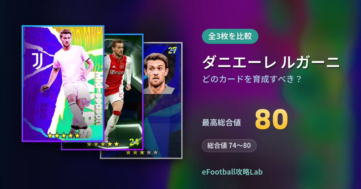 【イーフト】ダニエーレ ルガーニはどのカードを育成すべき？全3枚を比較