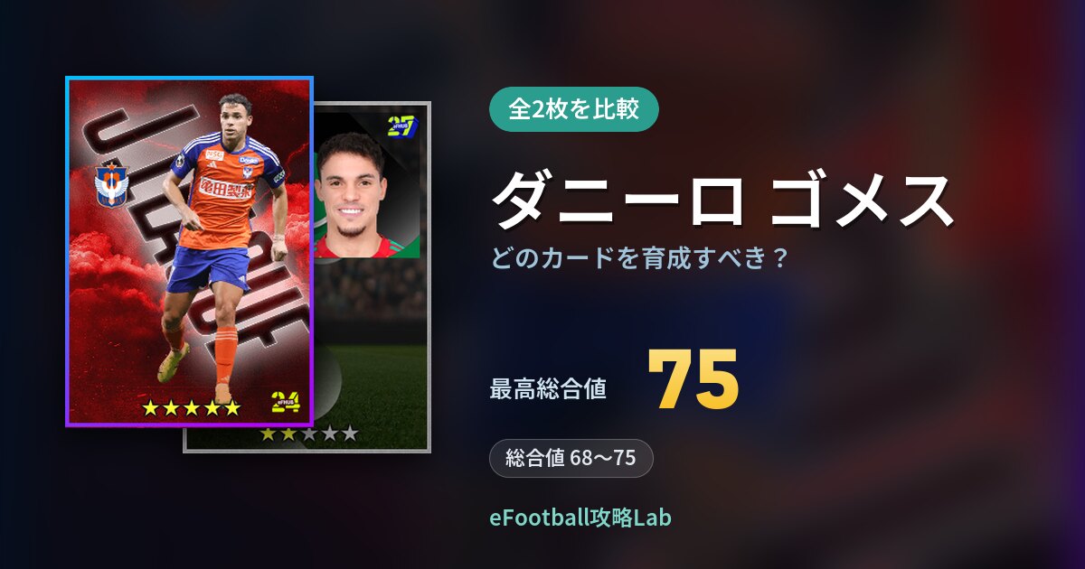 【イーフト】ダニーロ ゴメスはどのカードを育成すべき？全2枚を比較