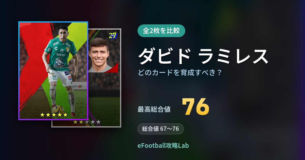 【イーフト】ダビド ラミレスはどのカードを育成すべき？全2枚を比較