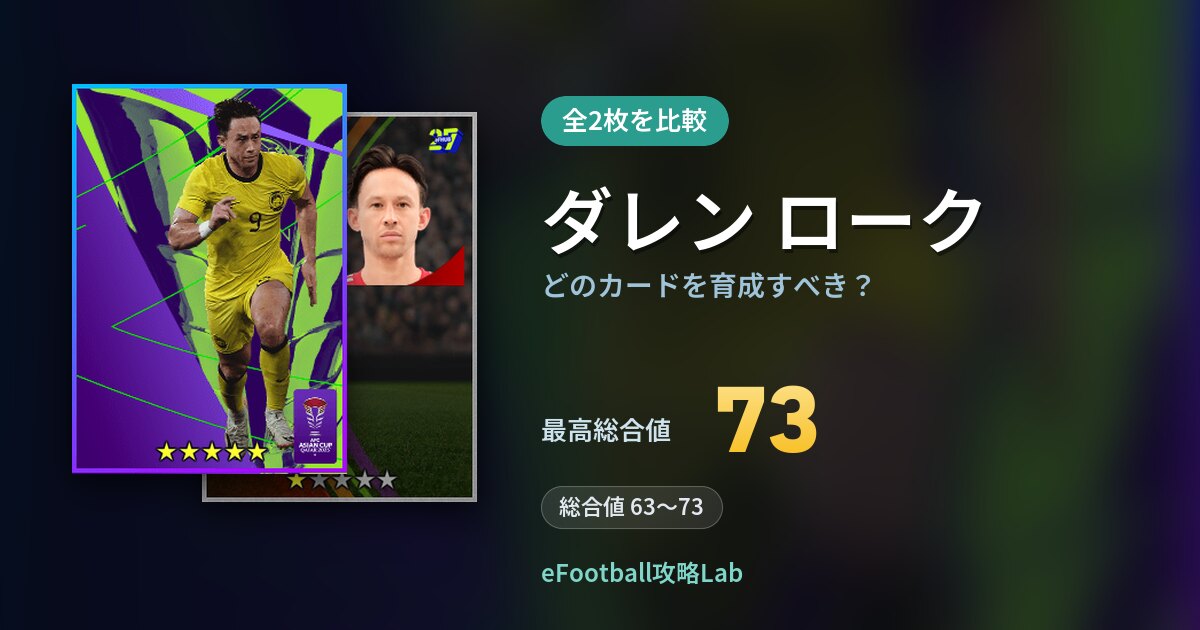 【イーフト】ダレン ロークはどのカードを育成すべき?全2枚を比較