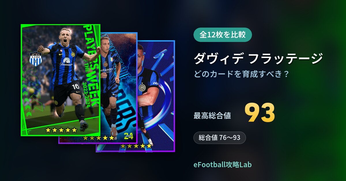 【イーフト】ダヴィデ フラッテージはどのカードを育成すべき？全12枚を比較