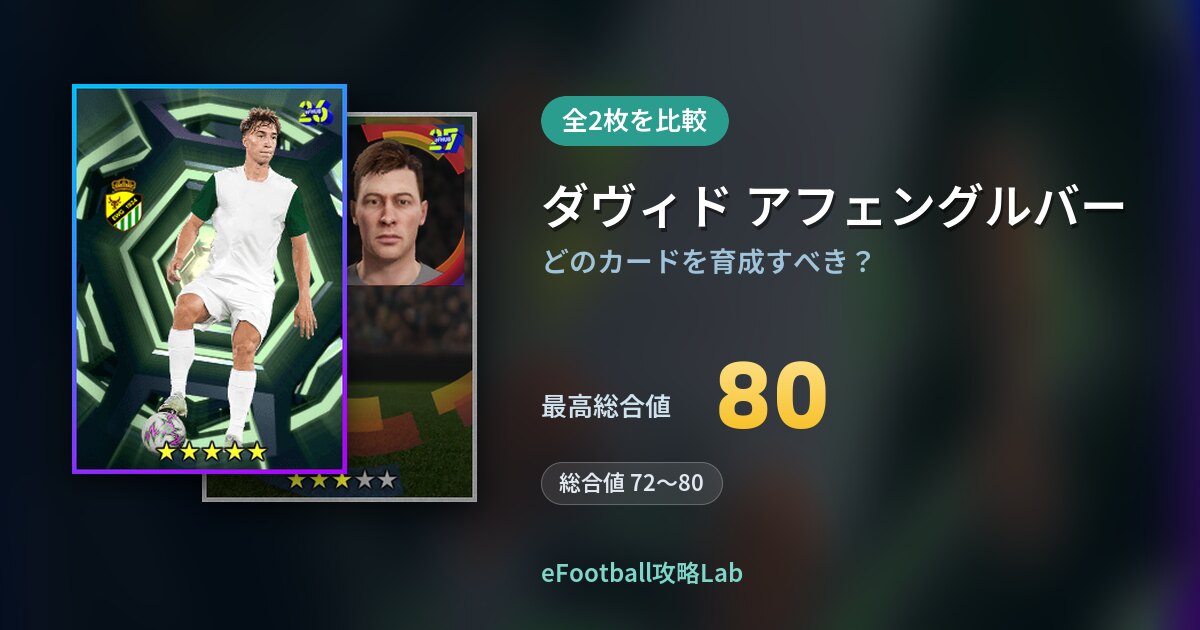 【イーフト】ダヴィド アフェングルバーの育成カード比較（全2枚）