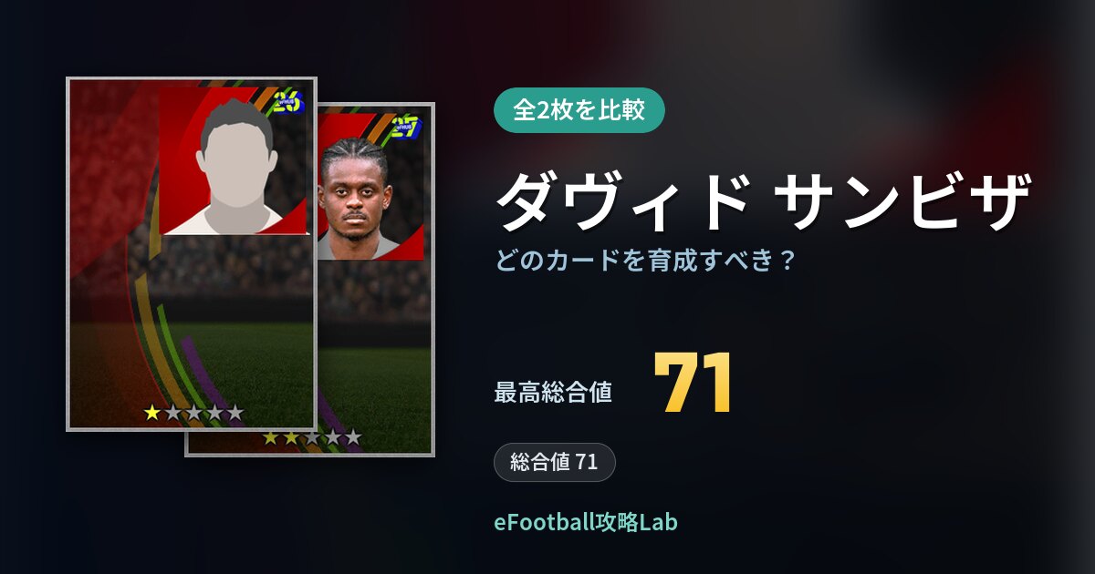 【イーフト】ダヴィド サンビザはどのカードを育成すべき？全2枚を比較