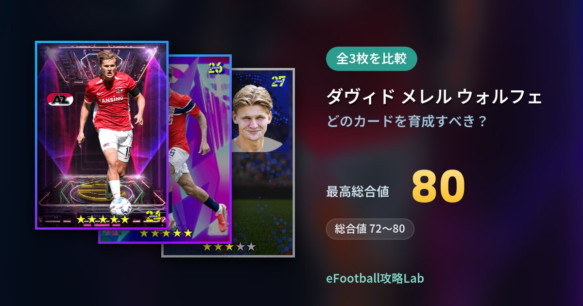 【イーフト】ダヴィド メレル ウォルフェの育成カード比較（全3枚）