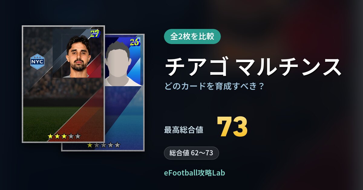 【イーフト】チアゴ マルチンスはどのカードを育成すべき？全2枚を比較