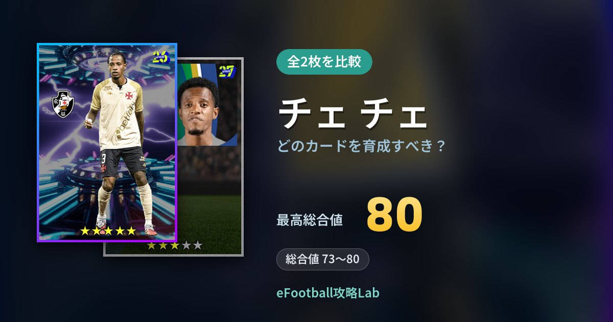 【イーフト】チェ チェはどのカードを育成すべき？全2枚を比較