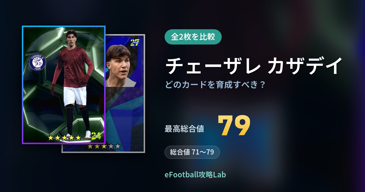 【イーフト】チェーザレ カザデイはどのカードを育成すべき？全2枚を比較