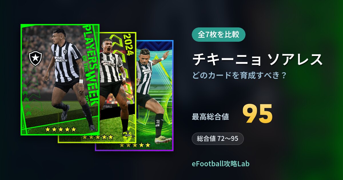 【イーフト】チキーニョ ソアレスはどのカードを育成すべき？全7枚を比較