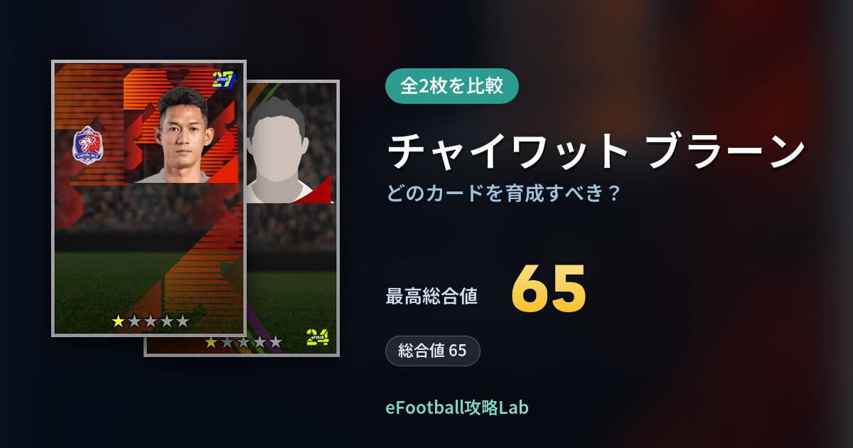 【イーフト】チャイワット ブラーンはどのカードを育成すべき？全2枚を比較