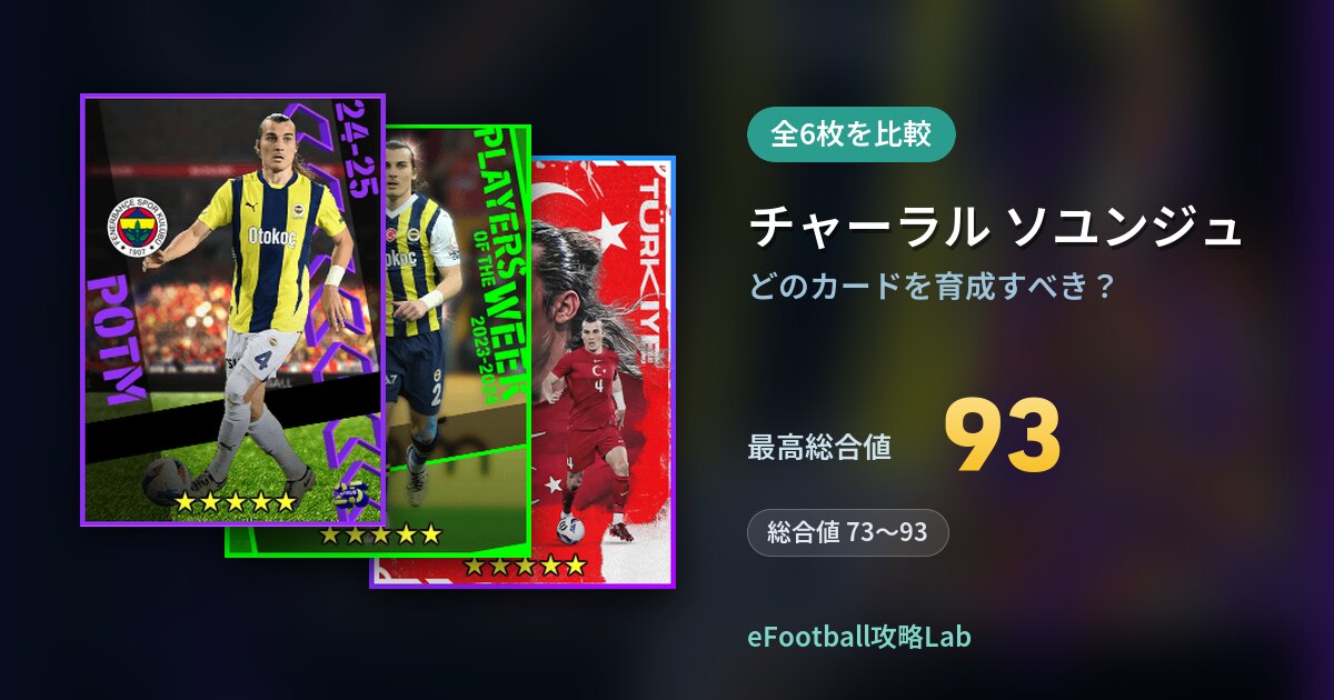 【イーフト】チャーラル ソユンジュはどのカードを育成すべき？全6枚を比較