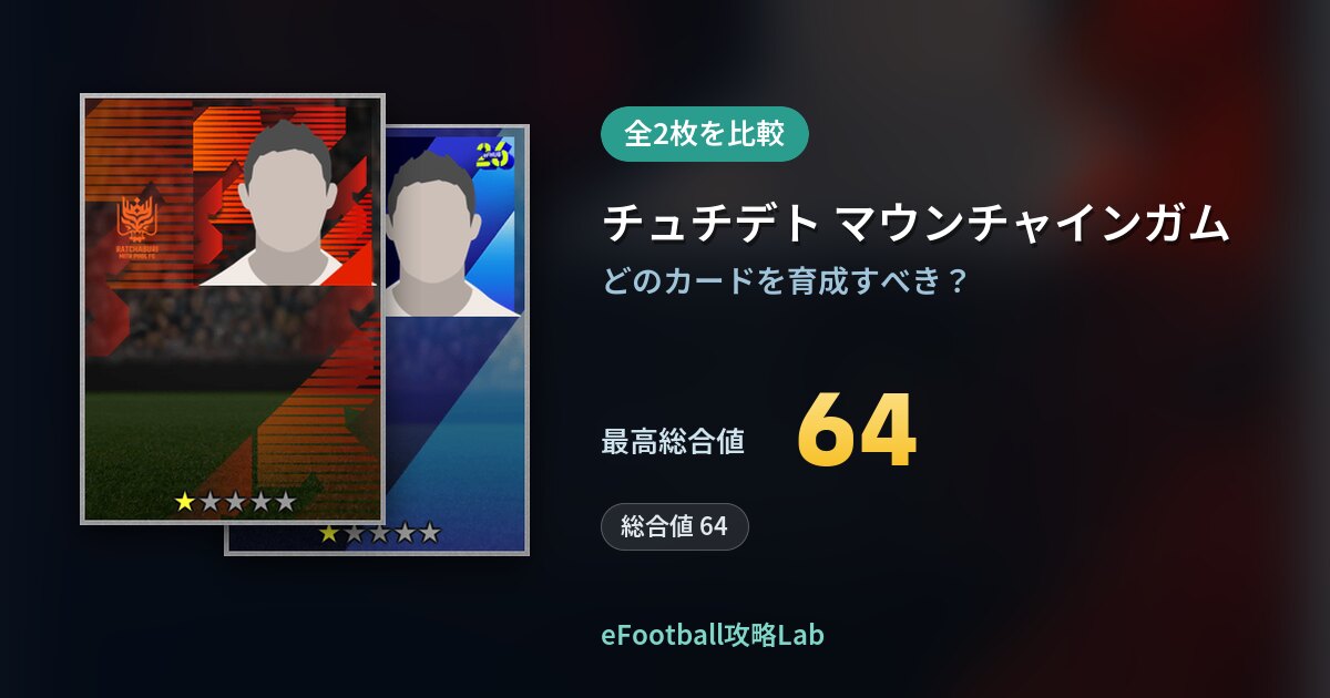 【イーフト】チュチデト マウンチャインガムの育成カード比較（全2枚）