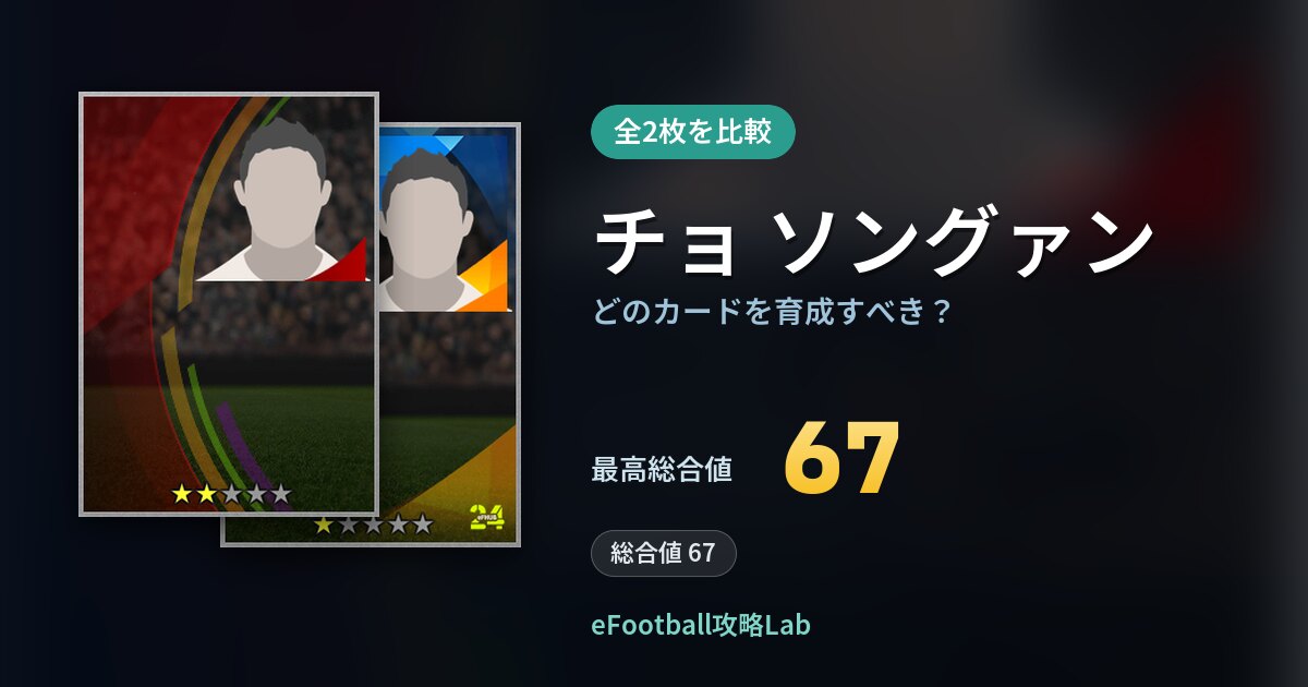 【イーフト】チョ ソングァンはどのカードを育成すべき？全2枚を比較