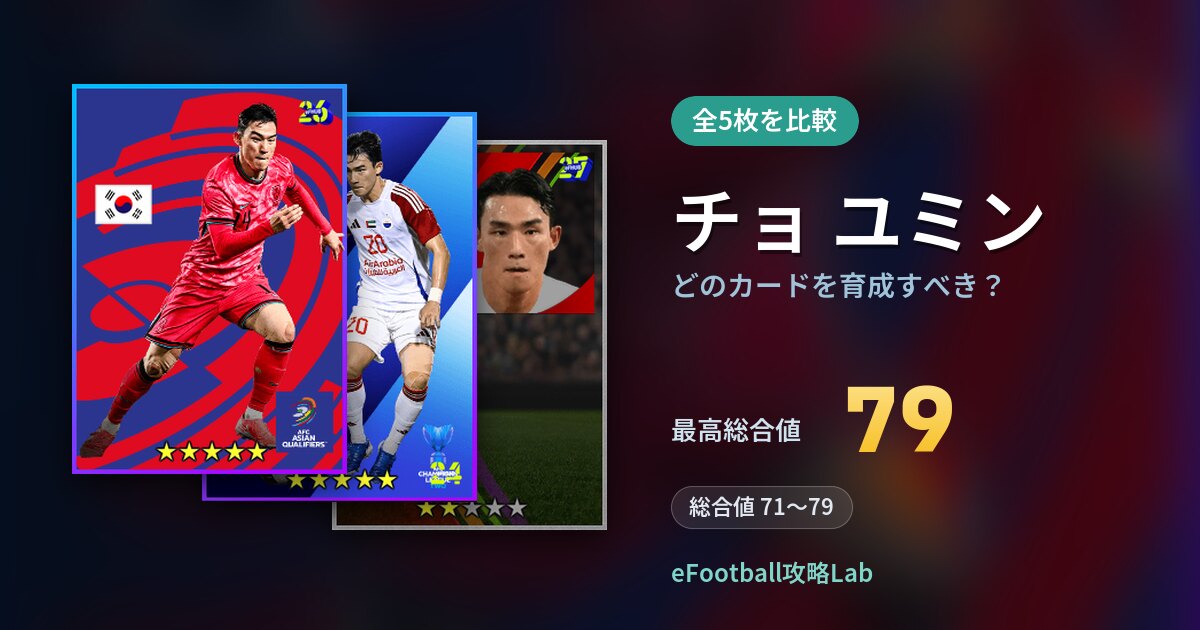 【イーフト】チョ ユミンはどのカードを育成すべき？全5枚を比較