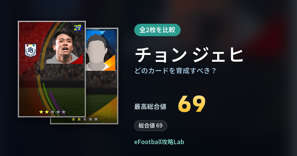 【イーフト】チョン ジェヒはどのカードを育成すべき？全2枚を比較