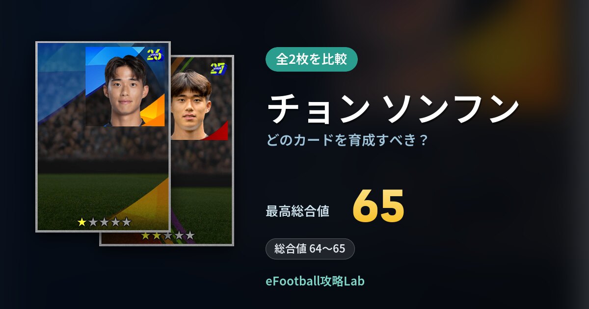 【イーフト】チョン ソンフンはどのカードを育成すべき？全2枚を比較