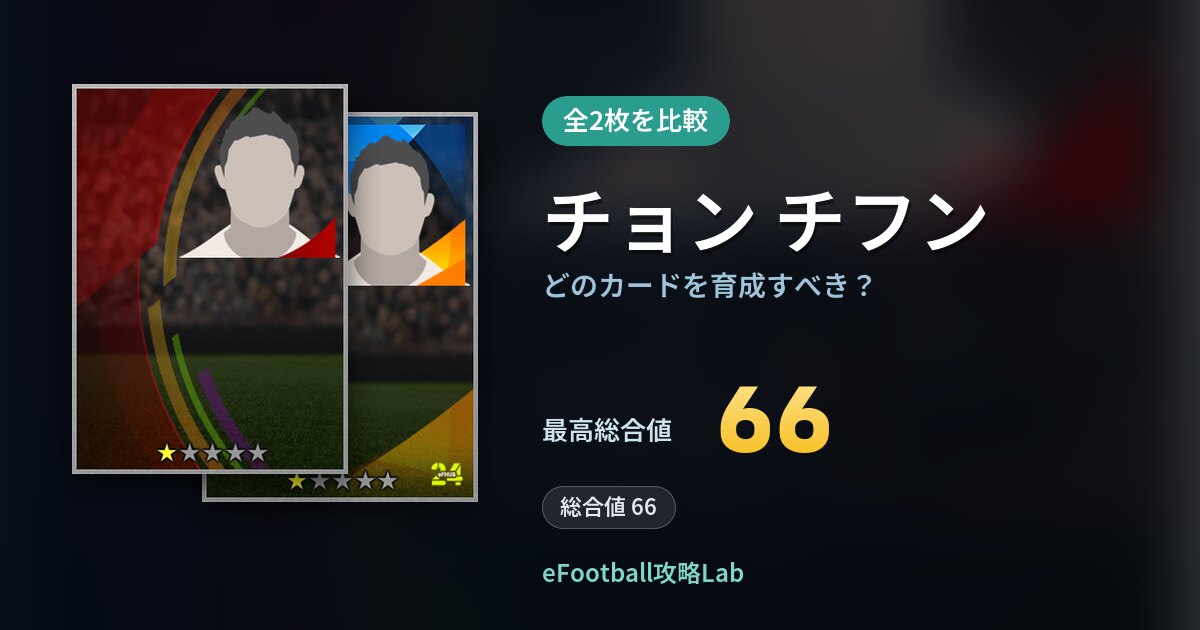 【イーフト】チョン チフンはどのカードを育成すべき？全2枚を比較
