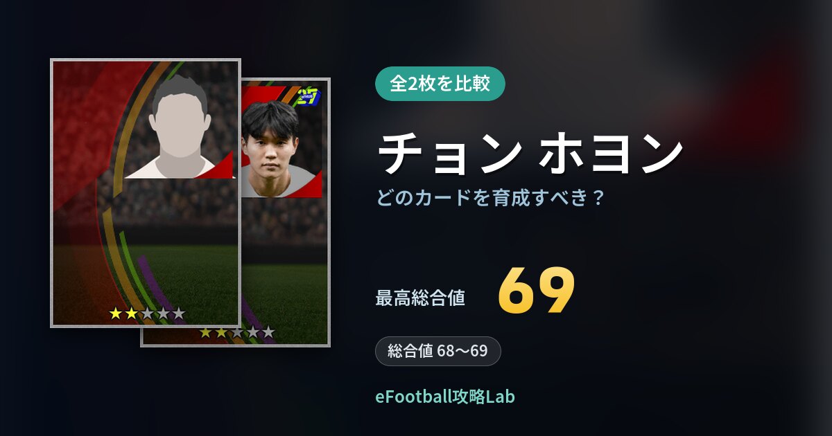 【イーフト】チョン ホヨンはどのカードを育成すべき？全2枚を比較