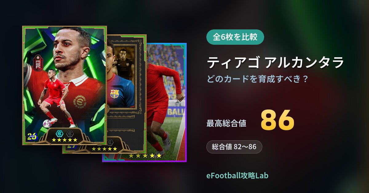【イーフト】ティアゴ アルカンタラはどのカードを育成すべき？全6枚を比較