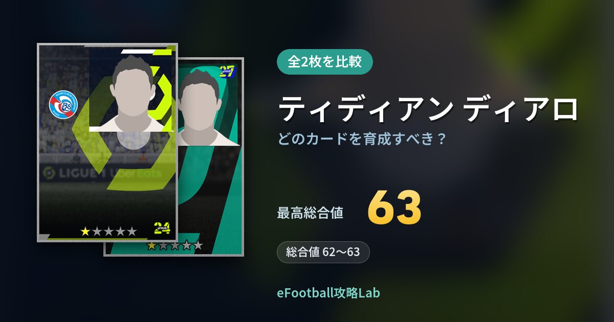 【イーフト】ティディアン ディアロはどのカードを育成すべき？全2枚を比較