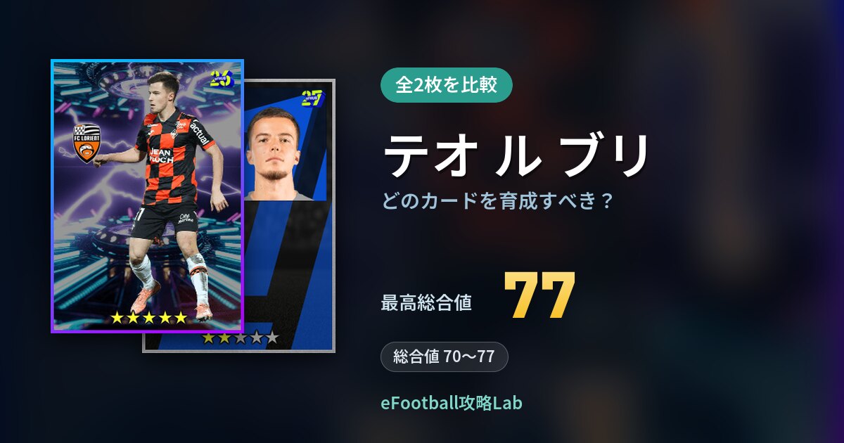 【イーフト】テオ ル ブリはどのカードを育成すべき？全2枚を比較