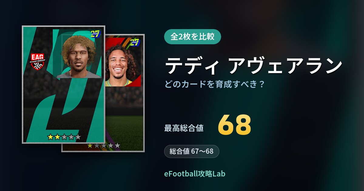 【イーフト】テディ アヴェアランはどのカードを育成すべき？全2枚を比較
