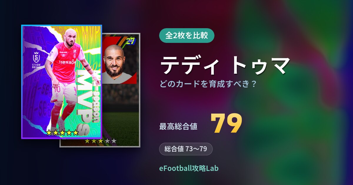 【イーフト】テディ トゥマはどのカードを育成すべき？全2枚を比較