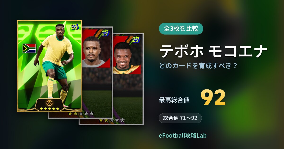 【イーフト】テボホ モコエナはどのカードを育成すべき?全3枚を比較