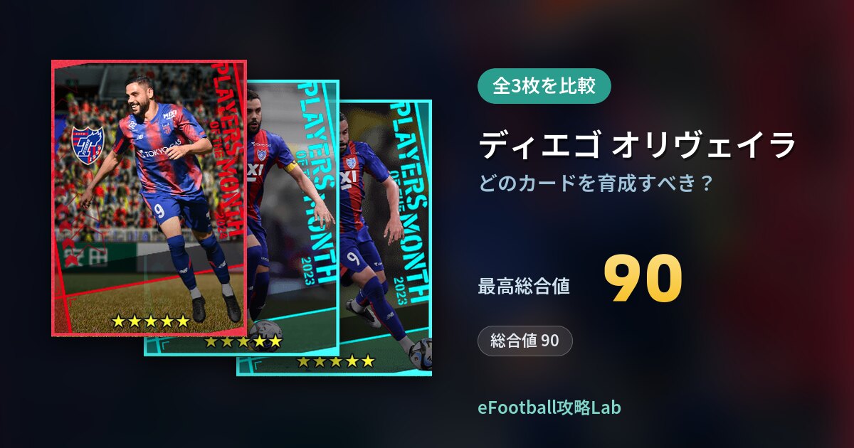 【イーフト】ディエゴ オリヴェイラの全カード比較（全3枚）