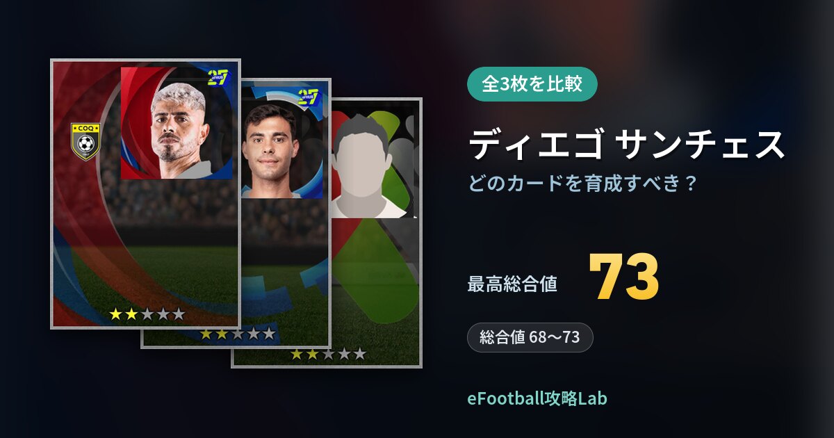【イーフト】ディエゴ サンチェスはどのカードを育成すべき？全3枚を比較