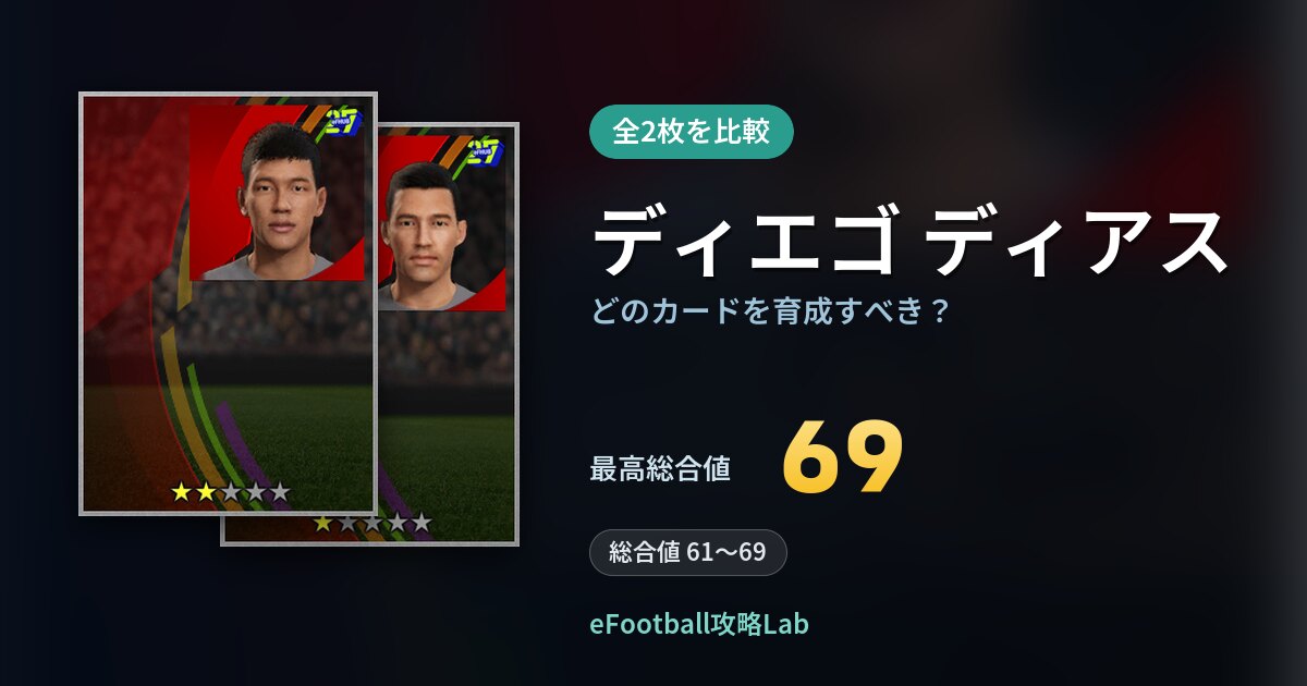 【イーフト】ディエゴ ディアスはどのカードを育成すべき？全2枚を比較