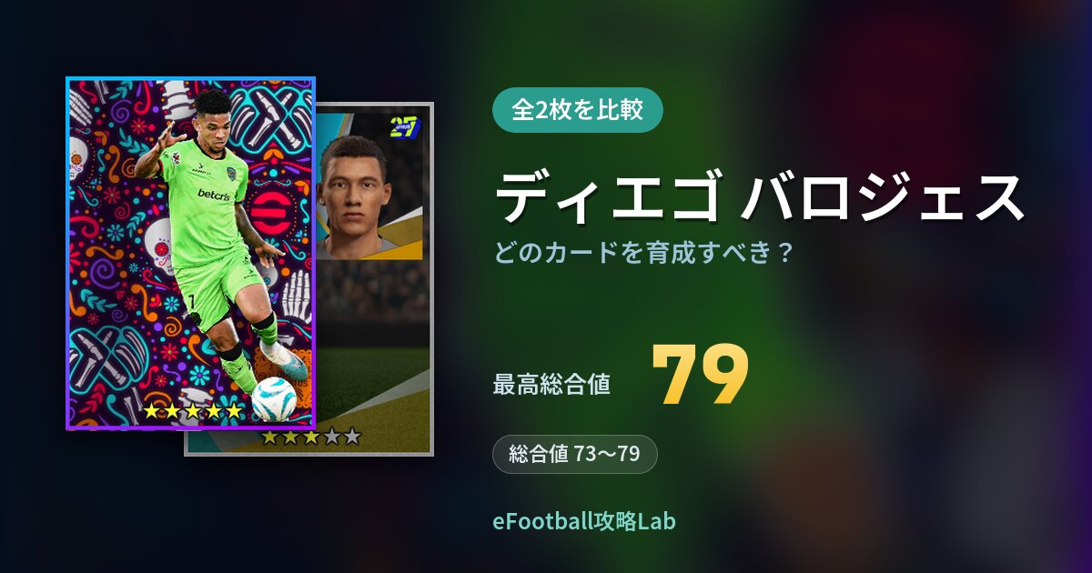 【イーフト】ディエゴ バロジェスはどのカードを育成すべき？全2枚を比較
