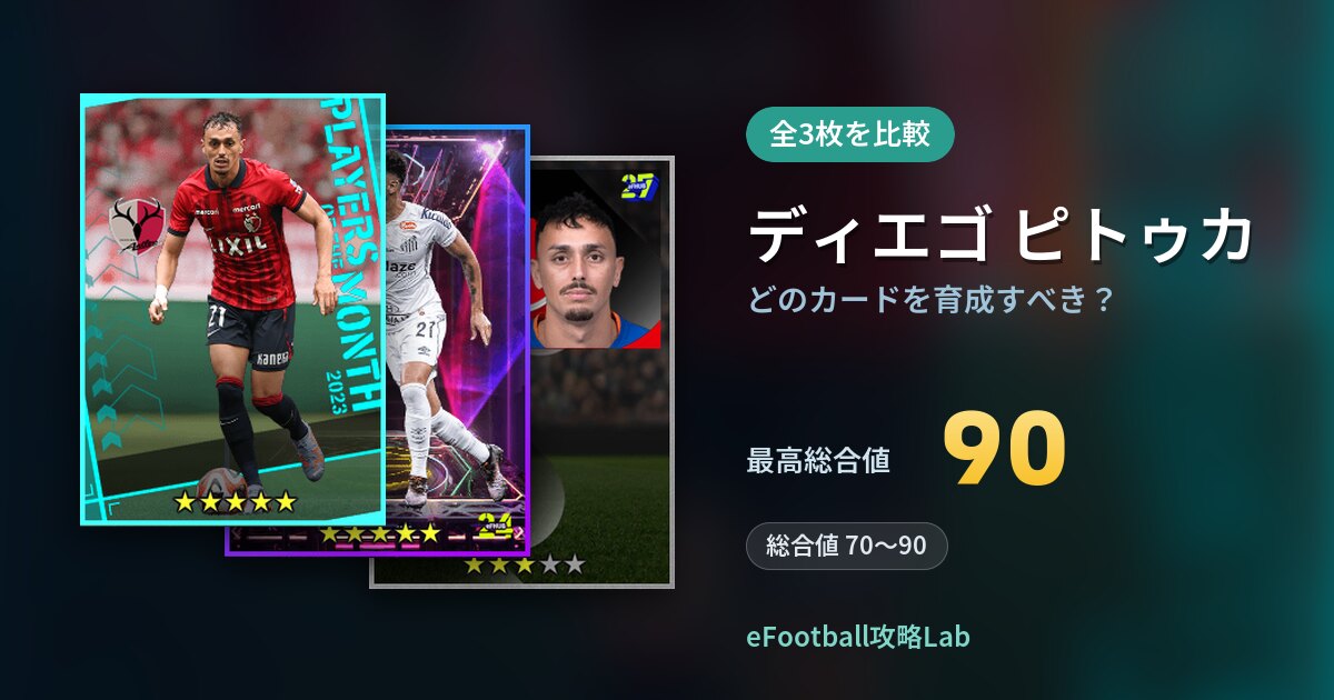 【イーフト】ディエゴ ピトゥカはどのカードを育成すべき?全3枚を比較