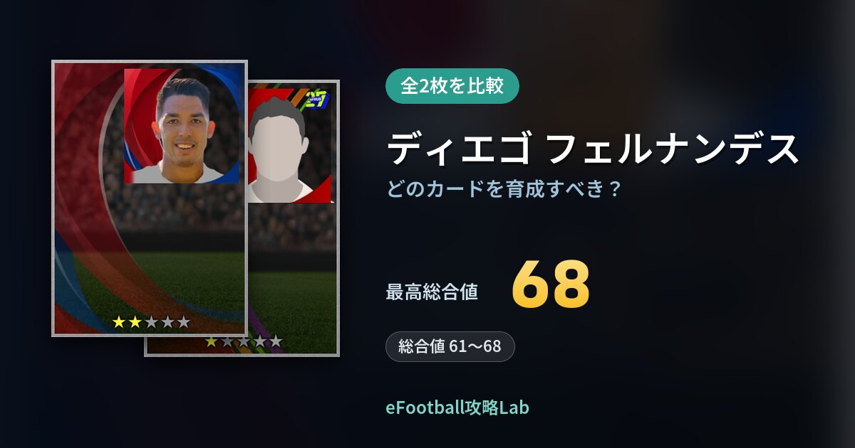 【イーフト】ディエゴ フェルナンデスはどのカードを育成すべき？全2枚を比較
