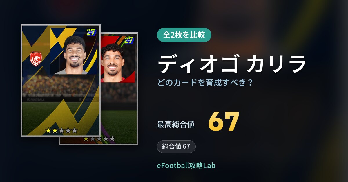 【イーフト】ディオゴ カリラはどのカードを育成すべき？全2枚を比較