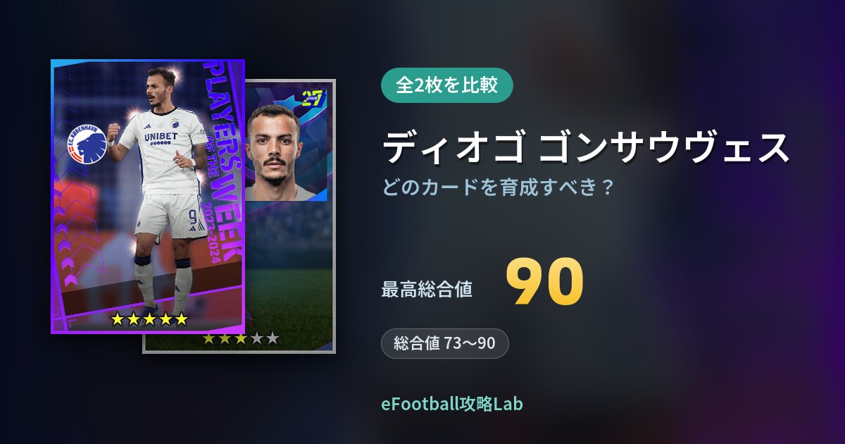 【イーフト】ディオゴ ゴンサウヴェスはどのカードを育成すべき？全2枚を比較