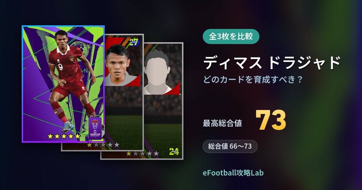 【イーフト】ディマス ドラジャドはどのカードを育成すべき？全3枚を比較