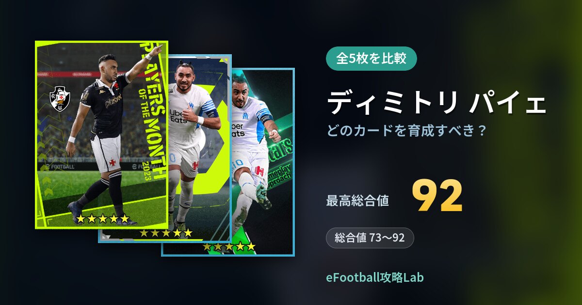 【イーフト】ディミトリ パイェはどのカードを育成すべき？全5枚を比較