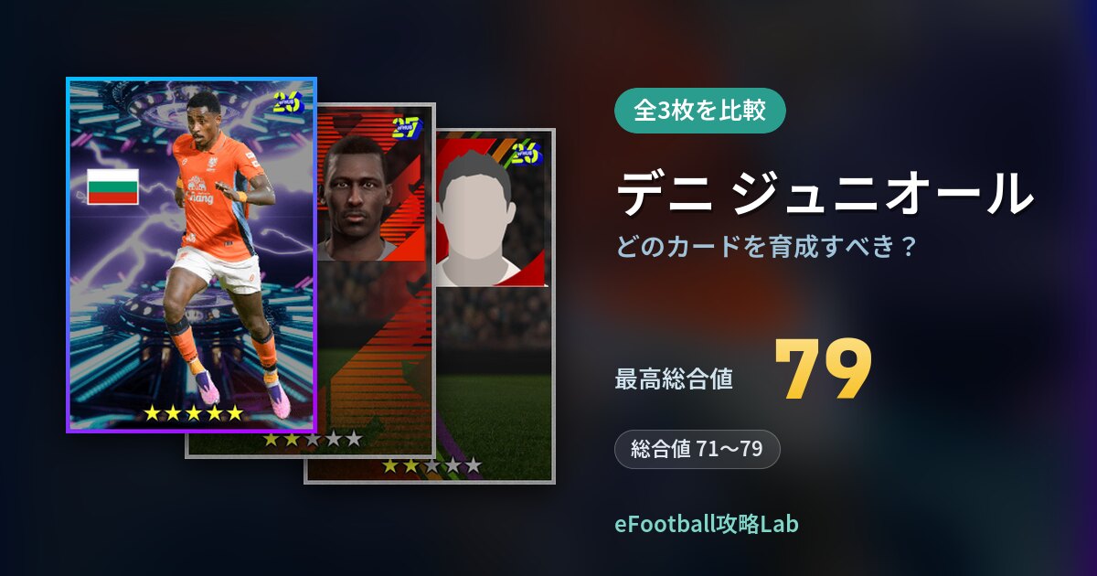 【イーフト】デニ ジュニオールはどのカードを育成すべき？全3枚を比較
