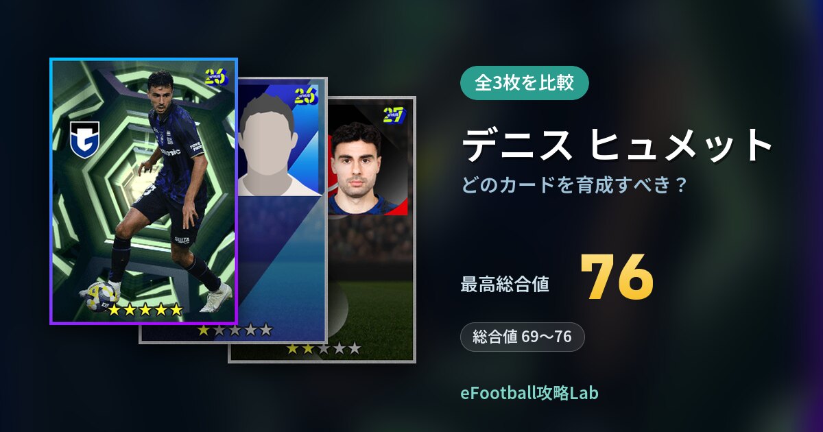 【イーフト】デニス ヒュメットはどのカードを育成すべき？全3枚を比較