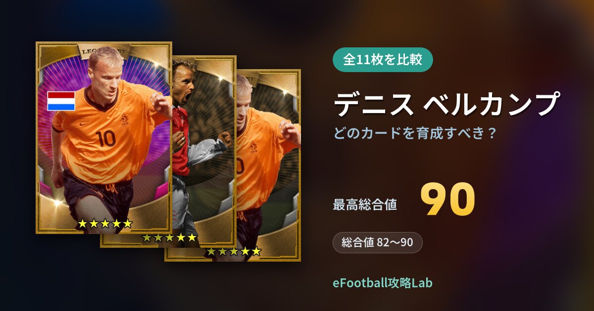 【イーフト】デニス ベルカンプはどのカードを育成すべき？全11枚を比較