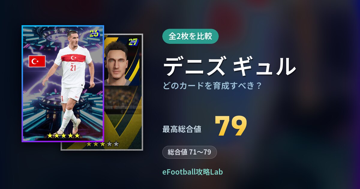 【イーフト】デニズ ギュルはどのカードを育成すべき？全2枚を比較