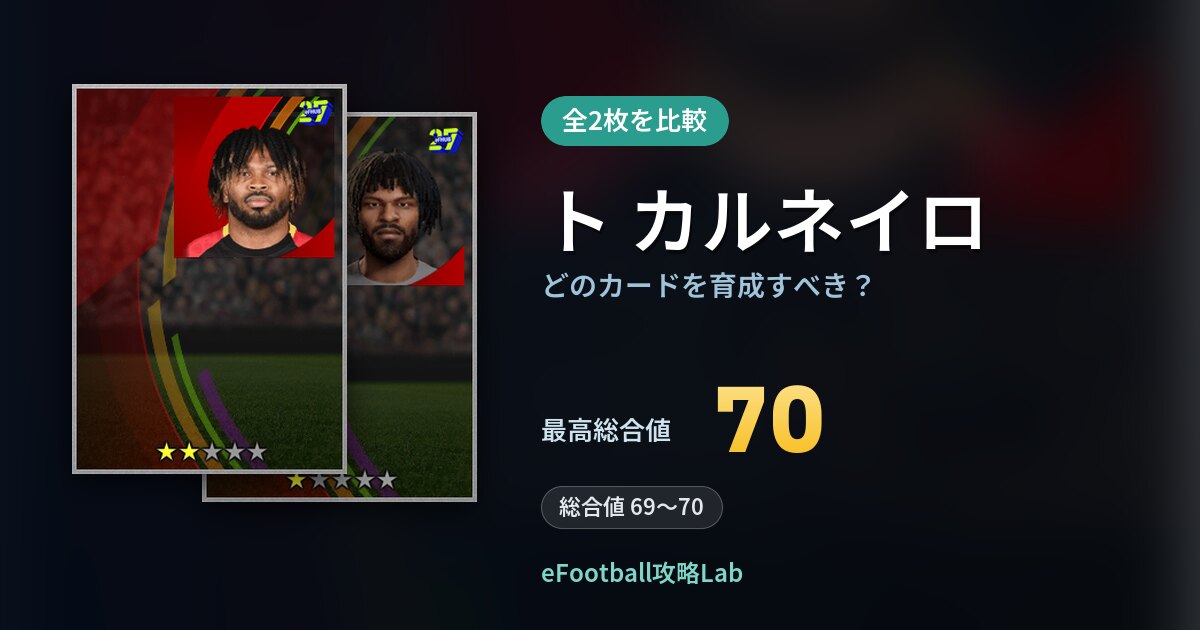 【イーフト】ト カルネイロはどのカードを育成すべき？全2枚を比較