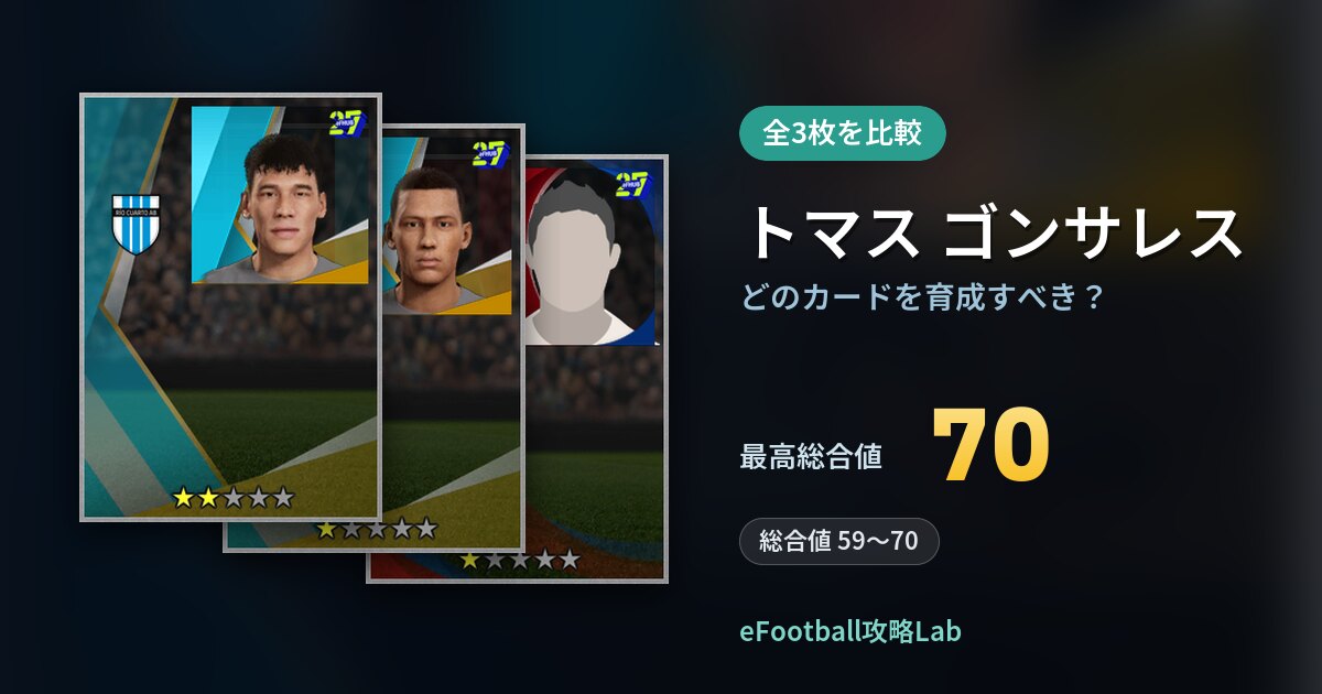 【イーフト】トマス ゴンサレスはどのカードを育成すべき？全3枚を比較