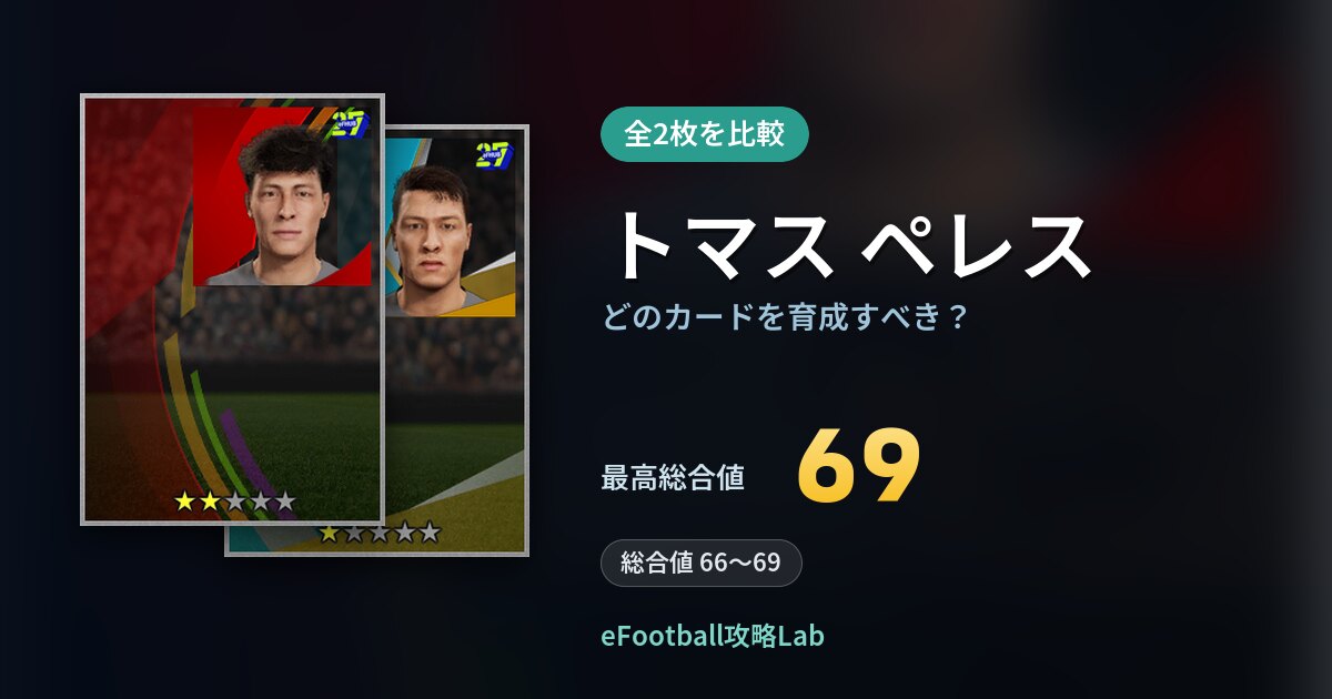 【イーフト】トマス ペレスはどのカードを育成すべき？全2枚を比較