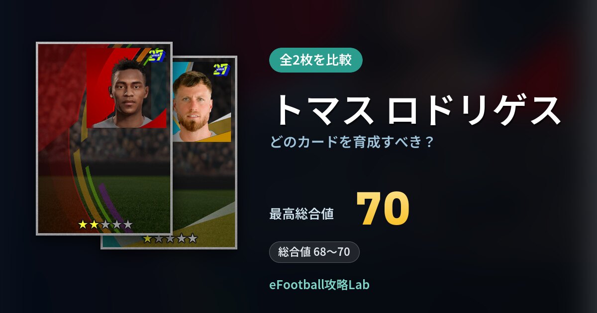 【イーフト】トマス ロドリゲスはどのカードを育成すべき?全2枚を比較