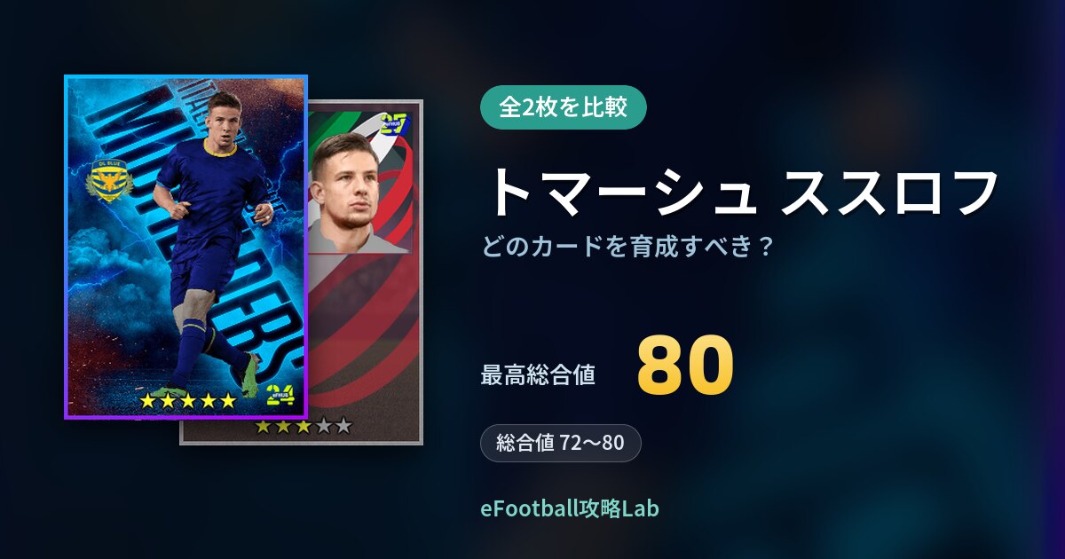 【イーフト】トマーシュ ススロフはどのカードを育成すべき？全2枚を比較
