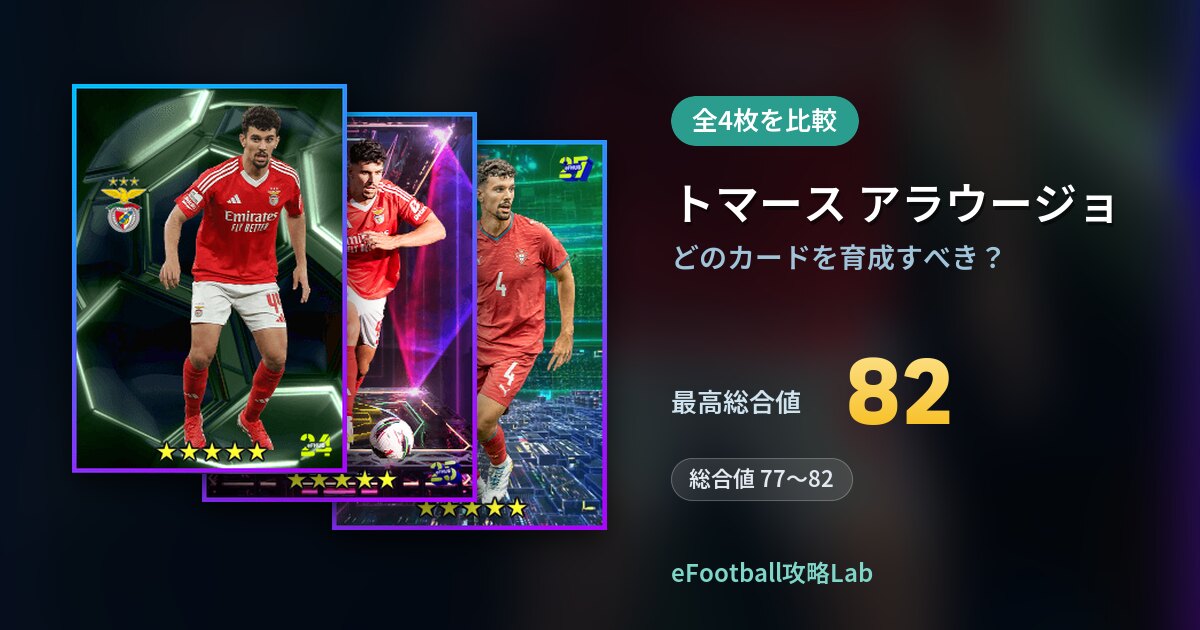 【イーフト】トマース アラウージョはどのカードを育成すべき？全4枚を比較