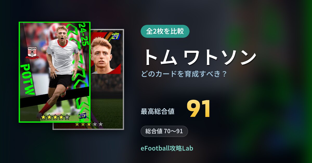 【イーフト】トム ワトソンはどのカードを育成すべき？全2枚を比較